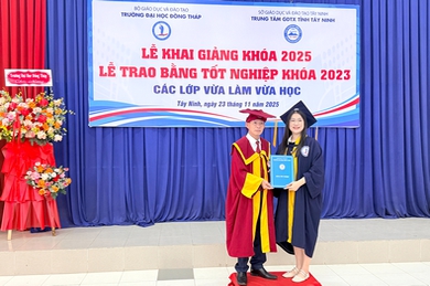 Lễ Bế giảng các lớp ĐH VLVH 2023 và Khai giảng các lớp 2025, liến kết Trường Đại học Đồng Tháp